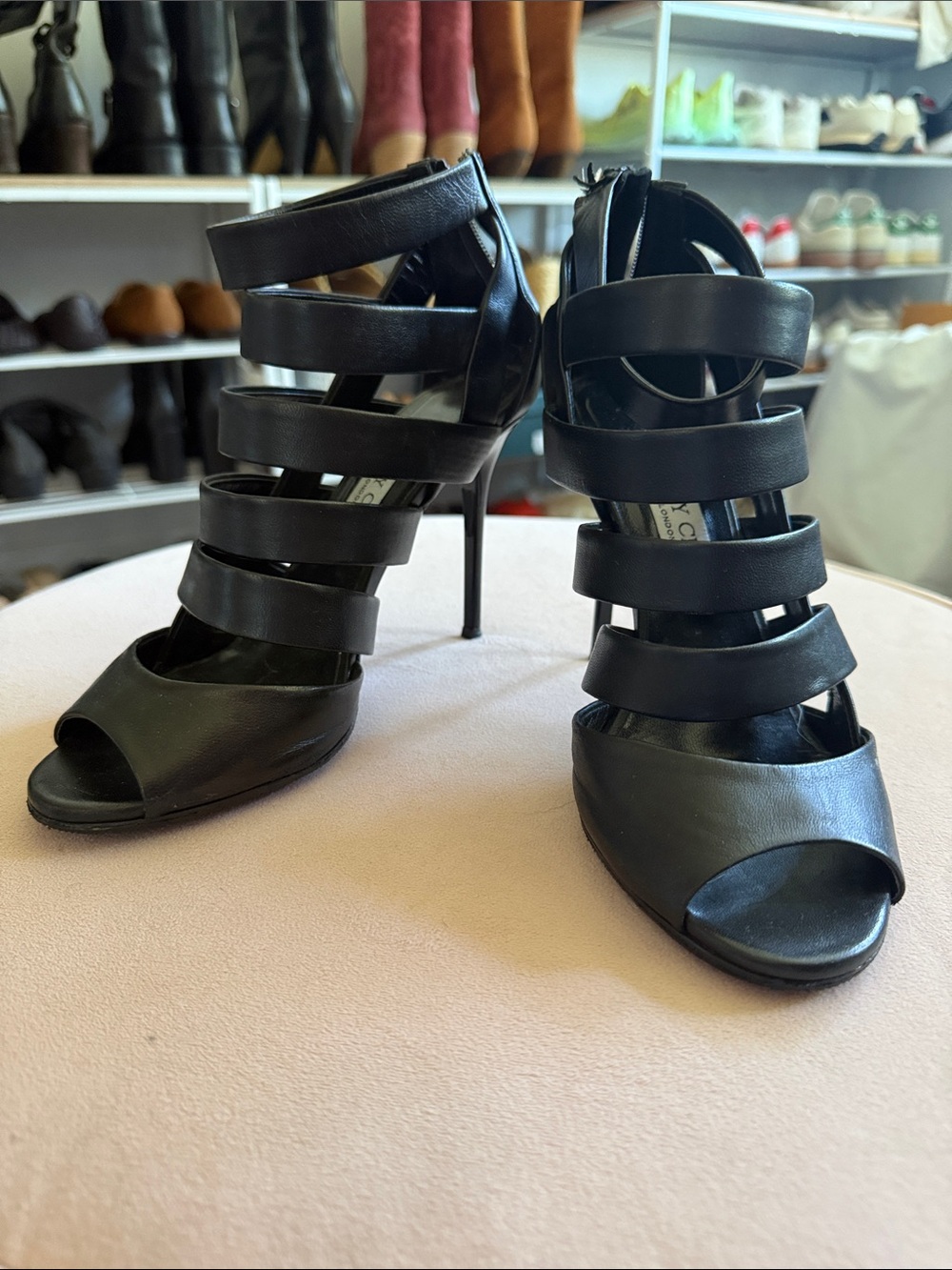 Jimmy Choo Women's Black Strappy High Heel Sandals